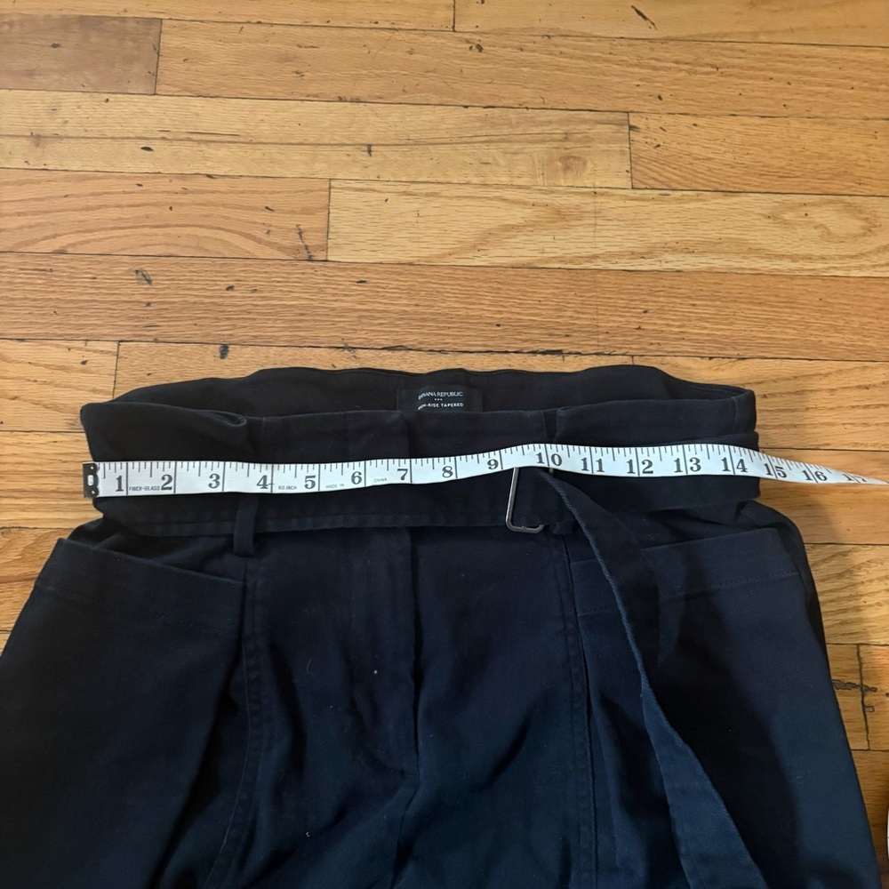 Banana Republic Black High Rise Twill Belted Crop Trousers Size 10 - Picture 3 of 8